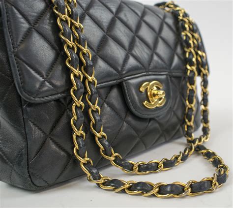 classic black chanel bag with chain|large Black Chanel handbag.